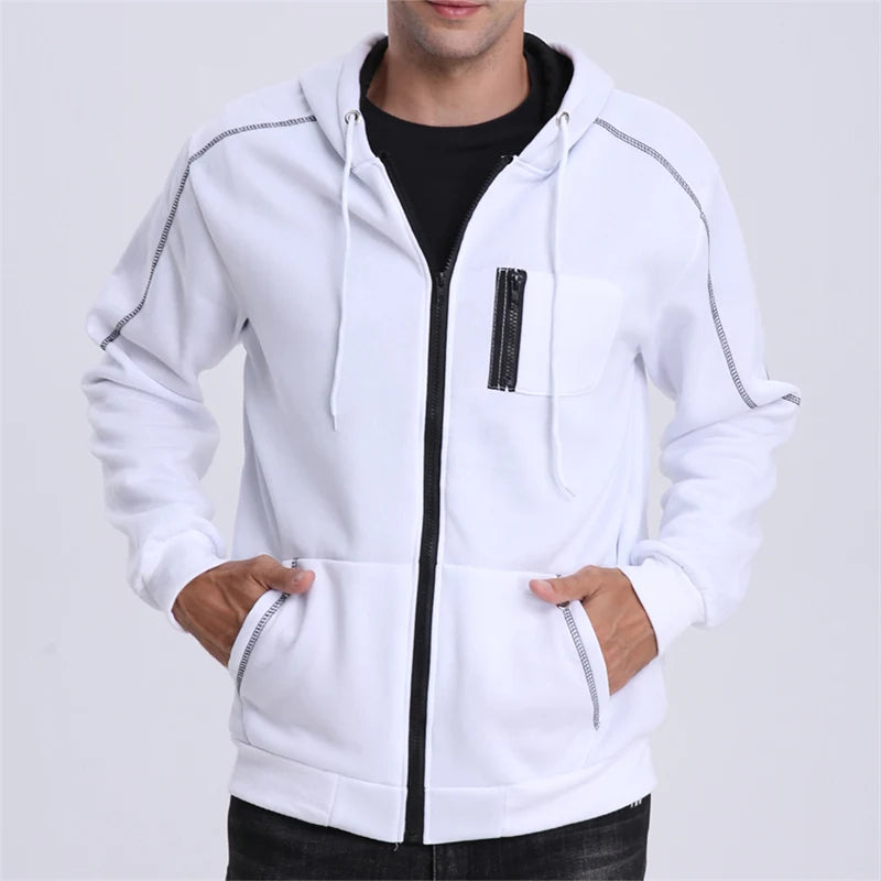 Men's Long Sleeve Zip Up Hoodie Casual
