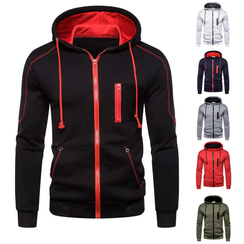 Men's Long Sleeve Zip Up Hoodie Casual